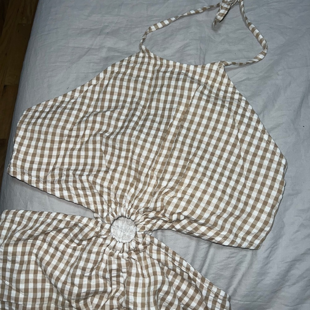 Gingham cutout dress